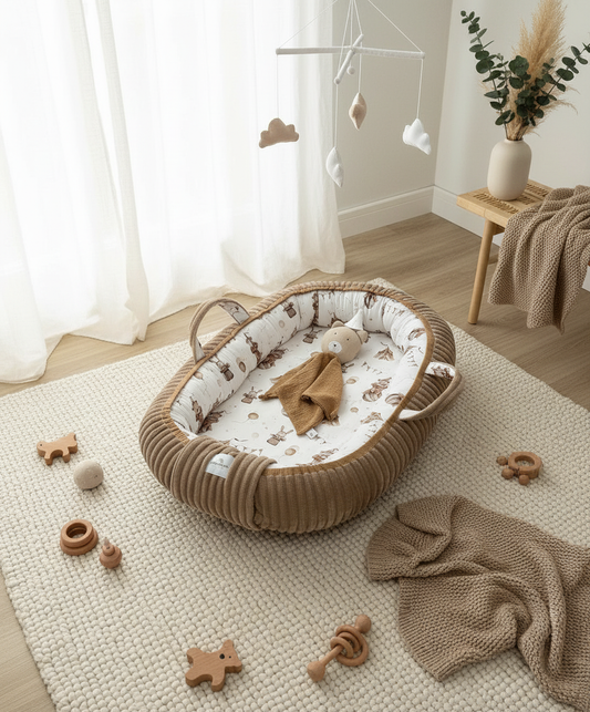 Handmade Baby Nest – Circus Cotton | Newborn Lounger for Crib