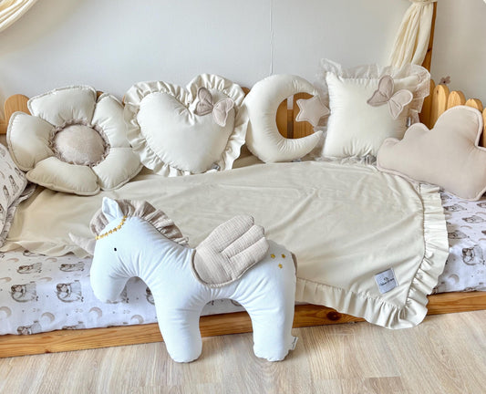 Kids Decorative Pillow, Kids Room Decor Cushion with ruffles