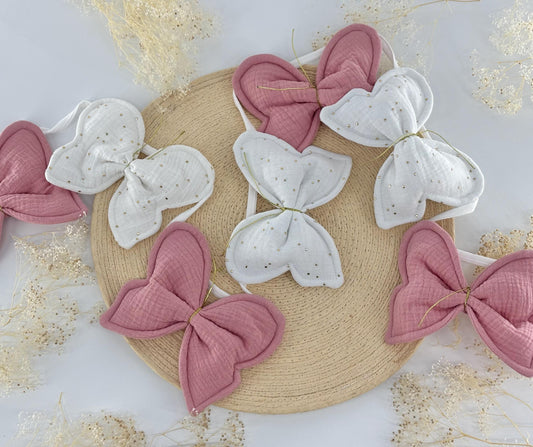 Boho cotton muslin garland , Nursery garland with butterflies